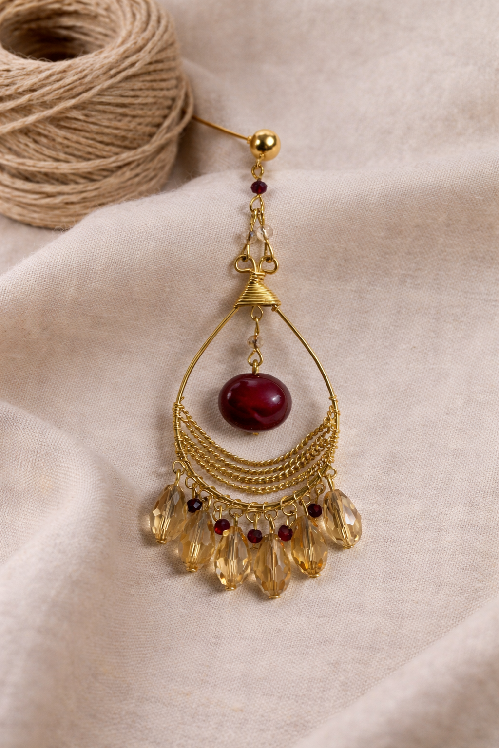 Golden Jhumkas - Hand Crafted Earrings