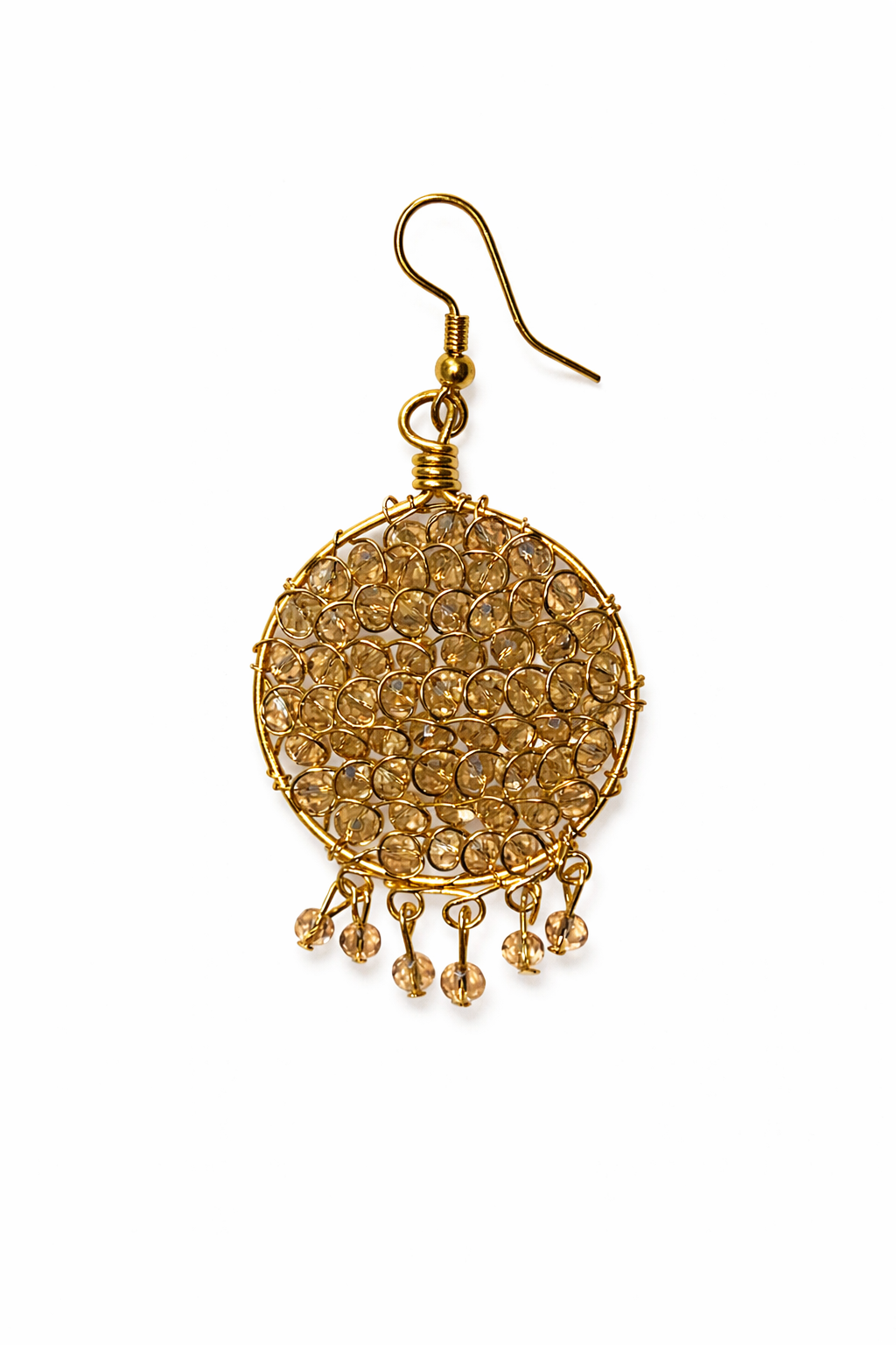 Handcrafted Gold Beaded Disc Earrings