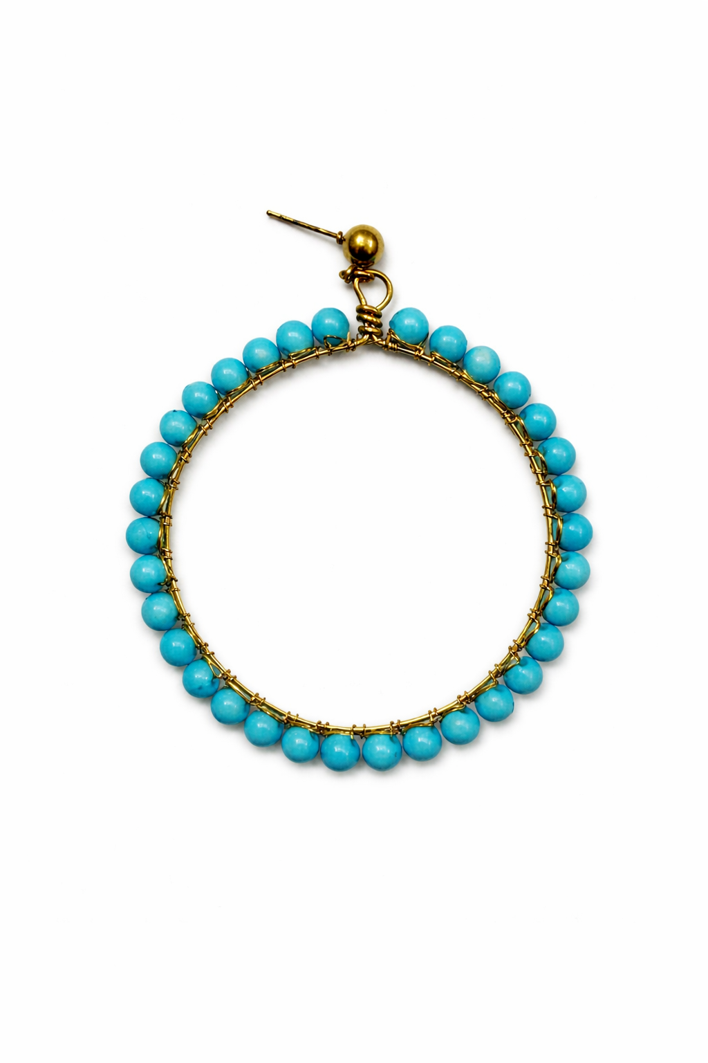 Handcrafted Blue Beaded Hoop Earrings
