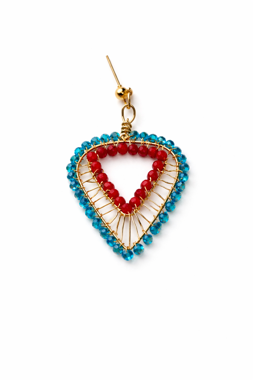 Handcrafted Beaded Triangle Drop Earrings
