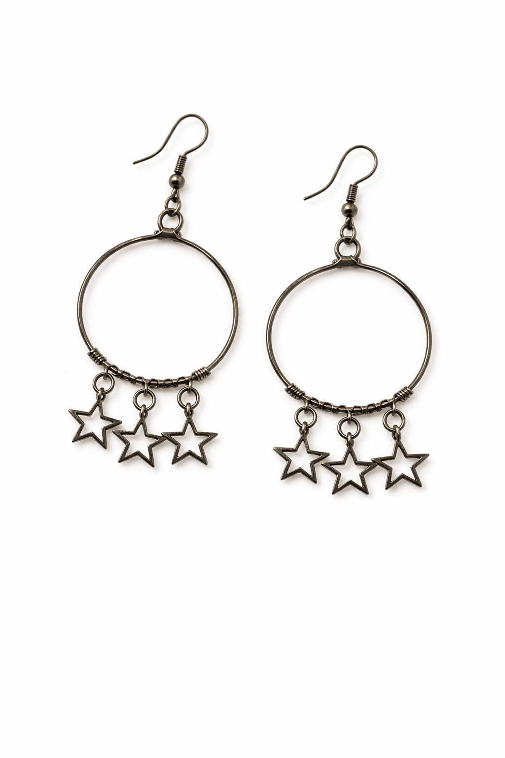 Star Charm Hoop Drop Earrings