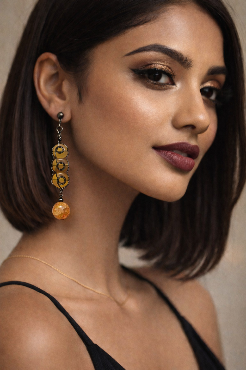 Handcrafted Yellow Stone Drop Earrings