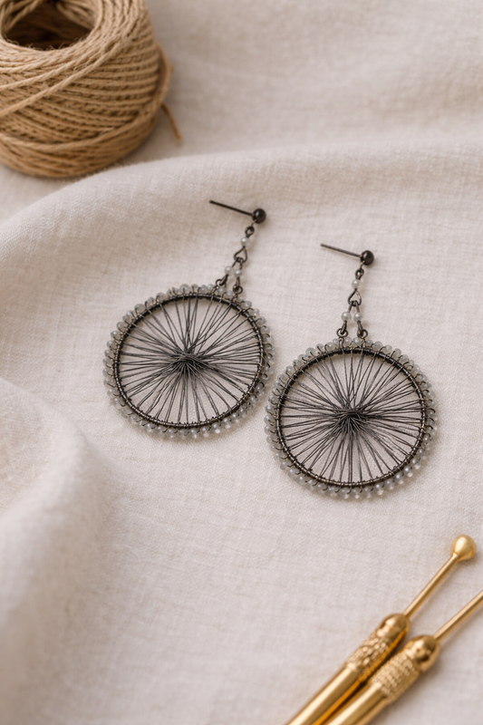 Handcrafted Circular Wire-Weave Earrings