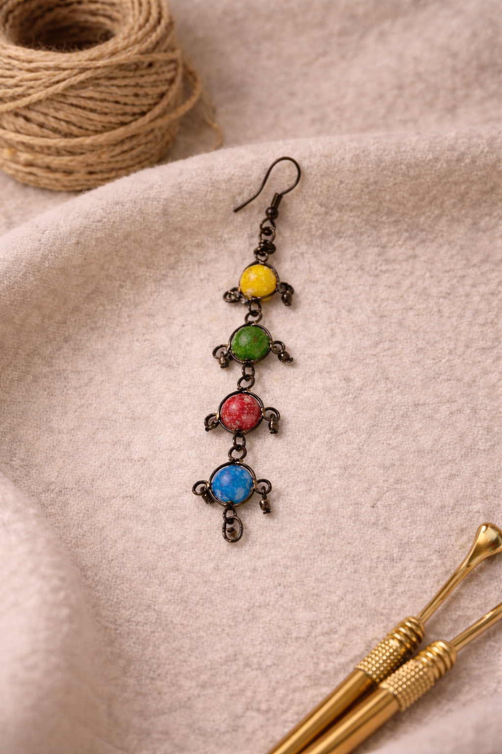 Handcrafted Multicolour Stone Drop Earrings