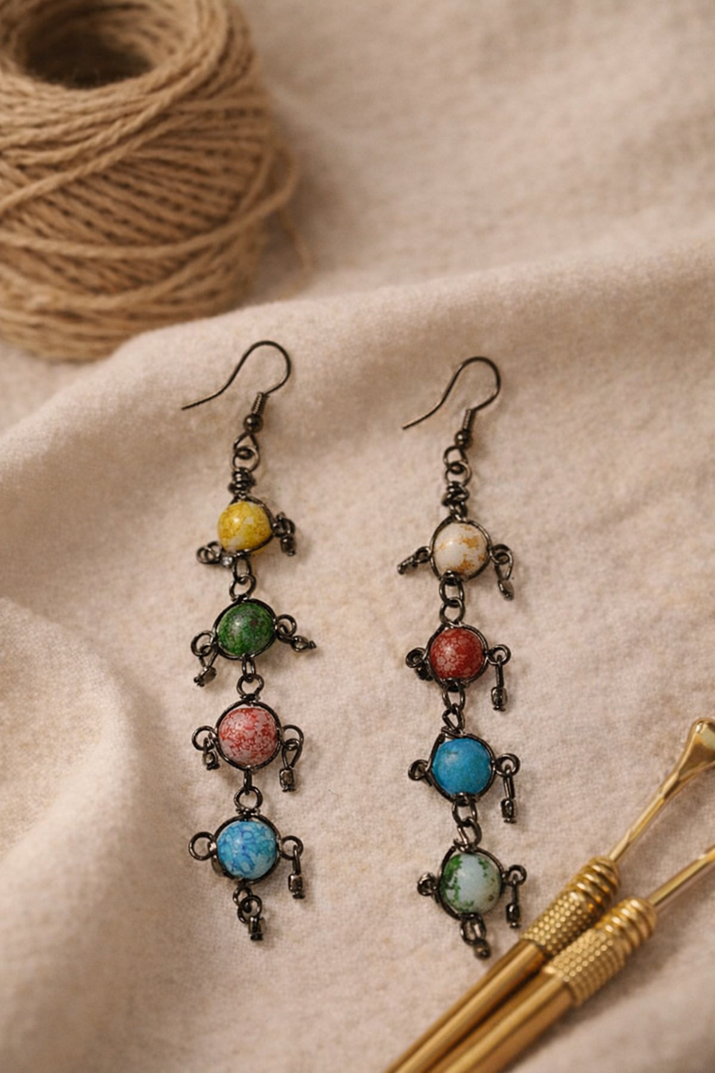 Handcrafted Multicolour Stone Drop Earrings