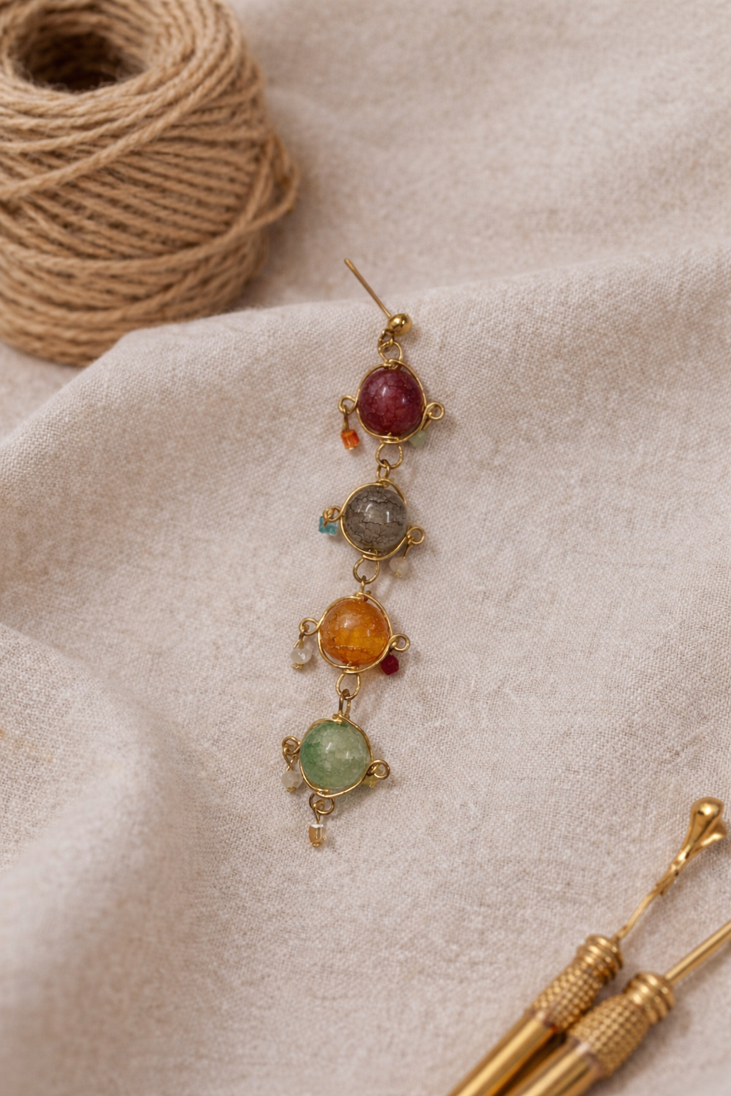 Handcrafted Multicolour Stone Drop Earrings