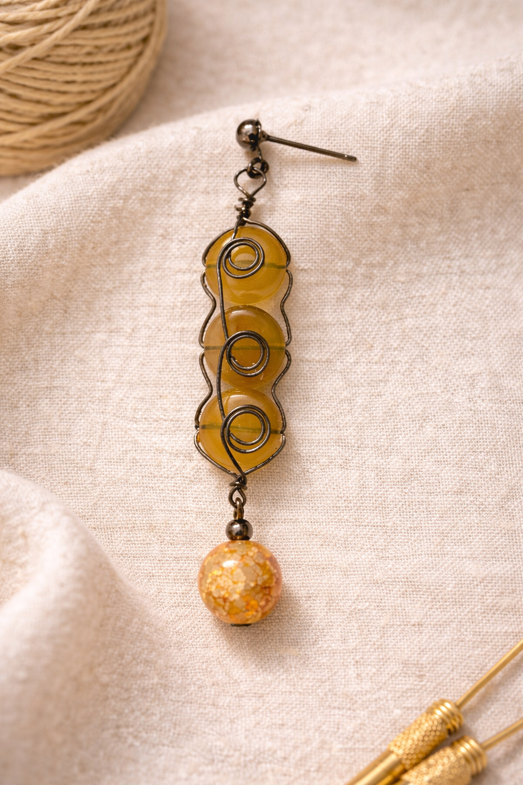 Handcrafted Yellow Stone Drop Earrings