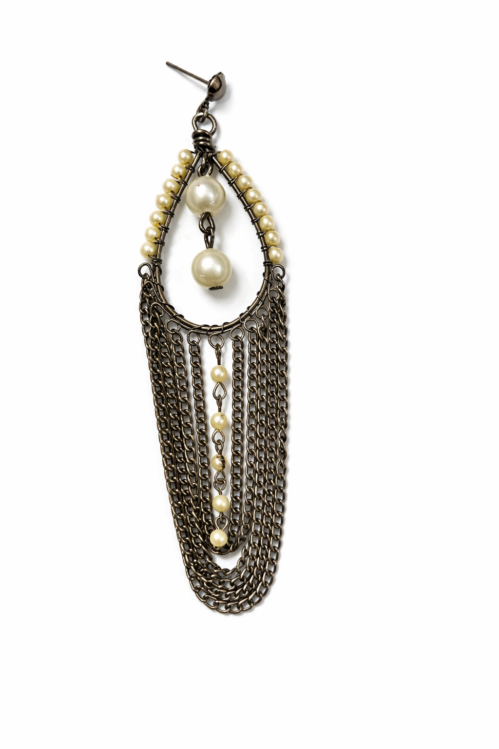 Handcrafted Pearl Chain Drop Earring