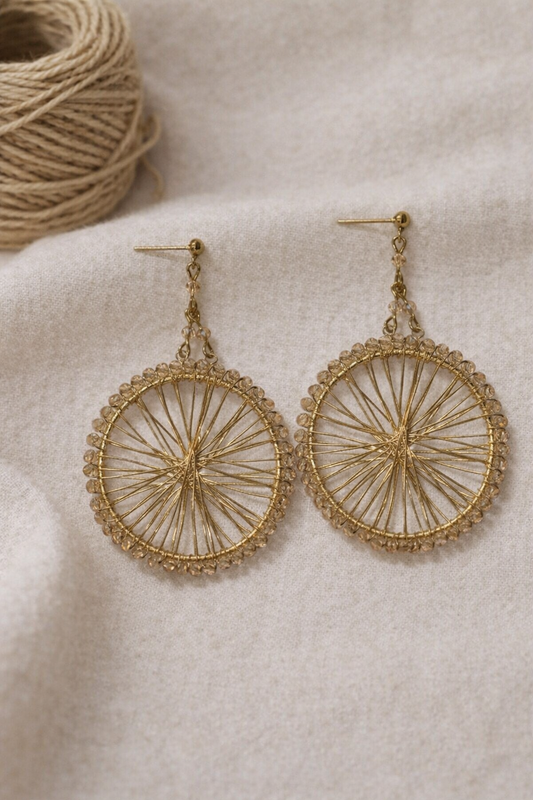 Handcrafted Gold-Tone Circular Wire Earrings
