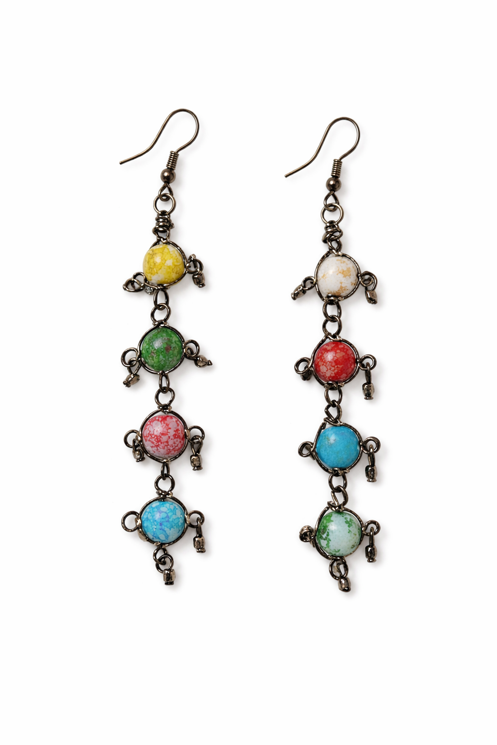 Handcrafted Multicolour Stone Drop Earrings