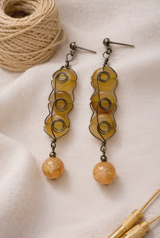 Handcrafted Yellow Stone Drop Earrings