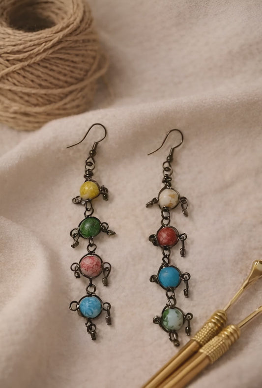 Handcrafted Multicolour Stone Drop Earrings