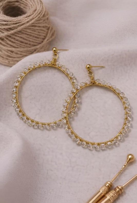 Handcrafted Crystal Beaded Hoop Earrings