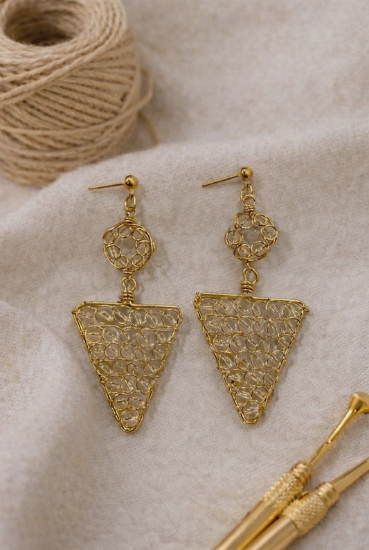 Handcrafted Textured Triangle Drop Earrings