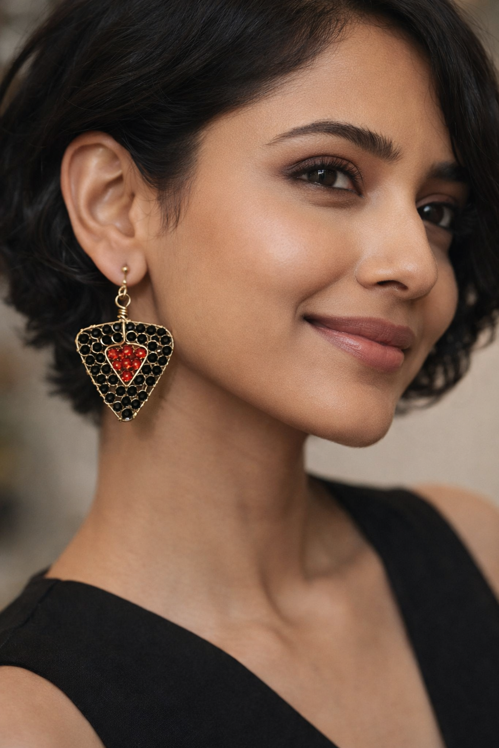 Handcrafted Triangle Bead Earrings