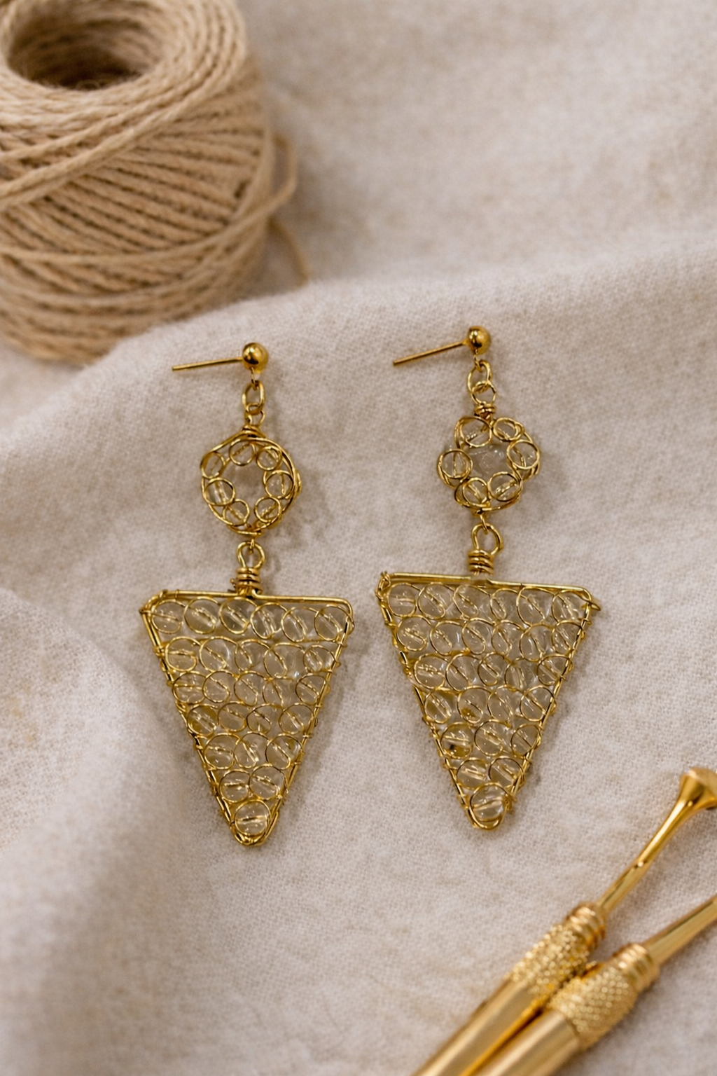 Handcrafted Textured Triangle Drop Earrings