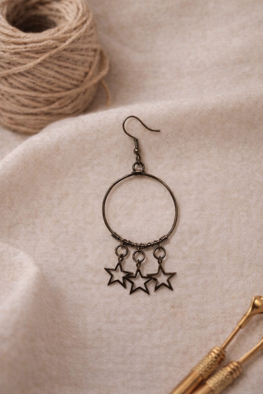 Star Charm Hoop Drop Earrings